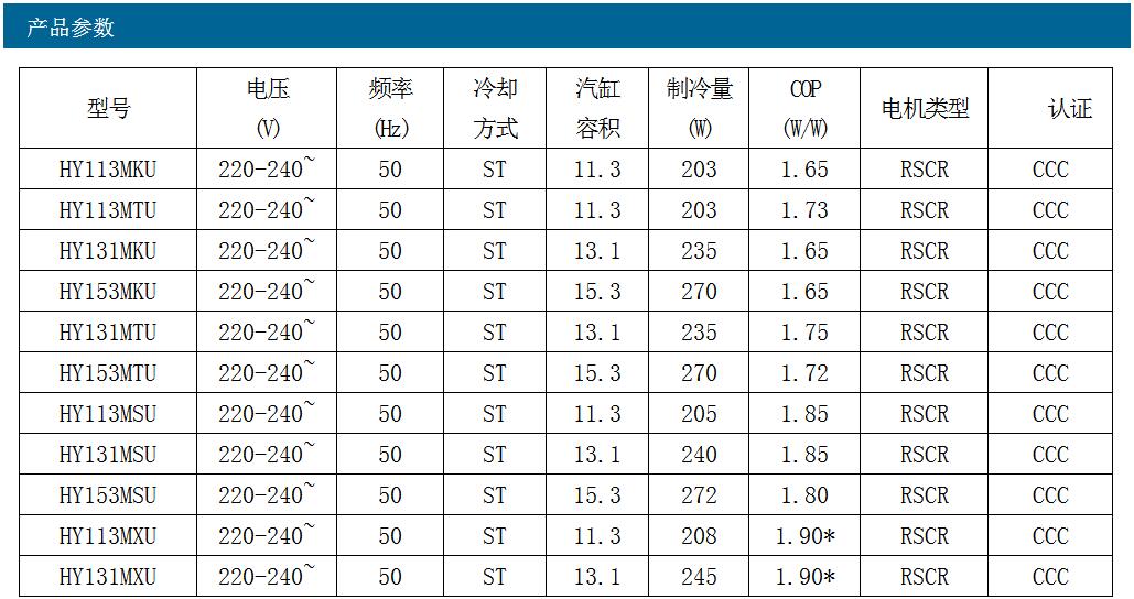 海立压缩机型号对照表图片